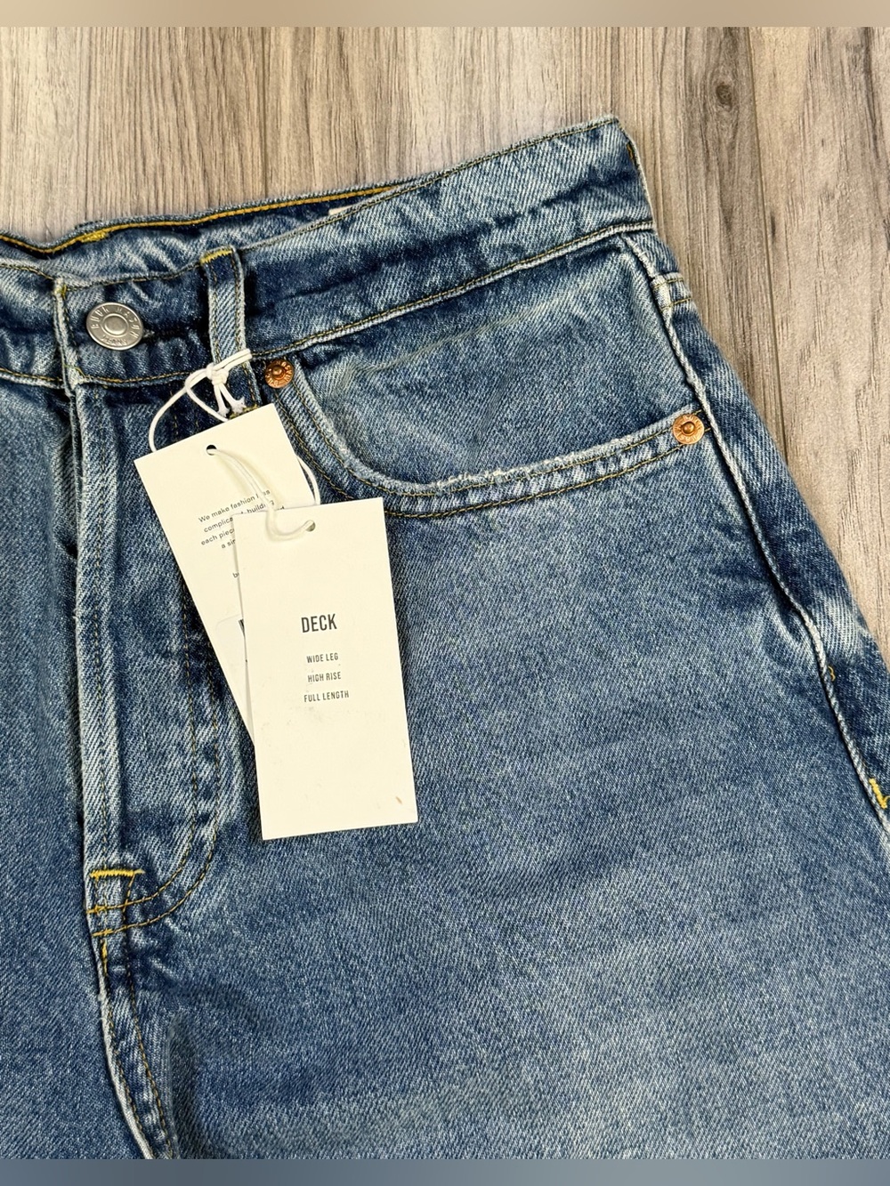 Buck Mason Ridge Twill Jet Set Jeans High Rise Wide Leg Denim Size 26 NEW - Picture 4 of 10
